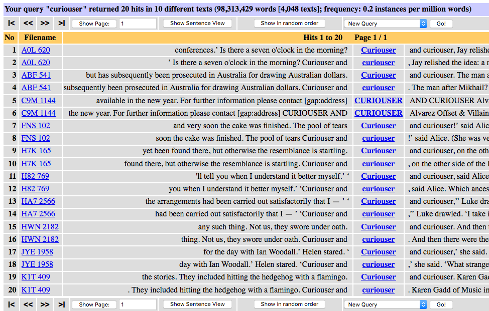 Figure 3. BNC result page